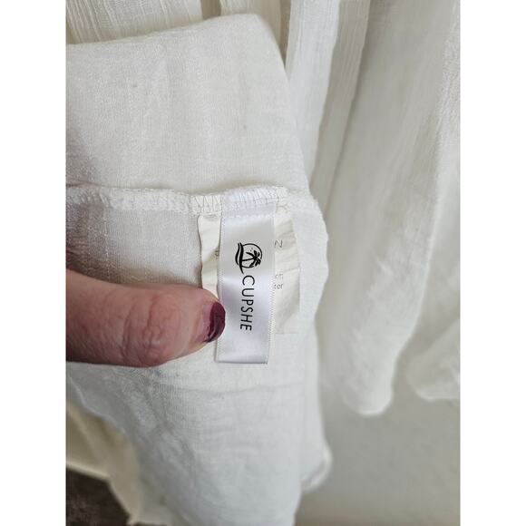 Cupshe Womens OS One Size Swimsuit Coverup White Gauzy Boho Tie Front - Picture 4 of 5